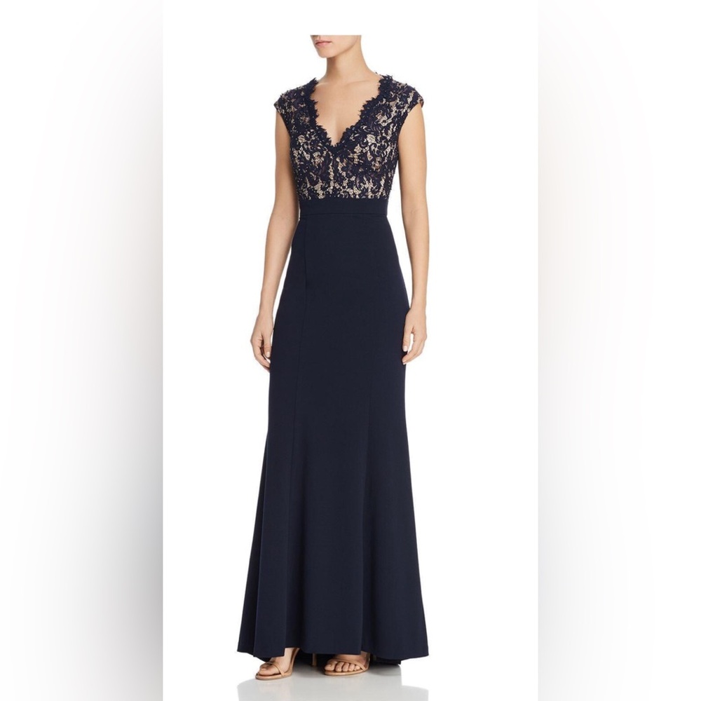 Eliza J women’s navy/tan gown. Worn once.
